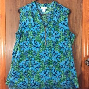 Jaclyn Smith Blue Green Floral Blouse